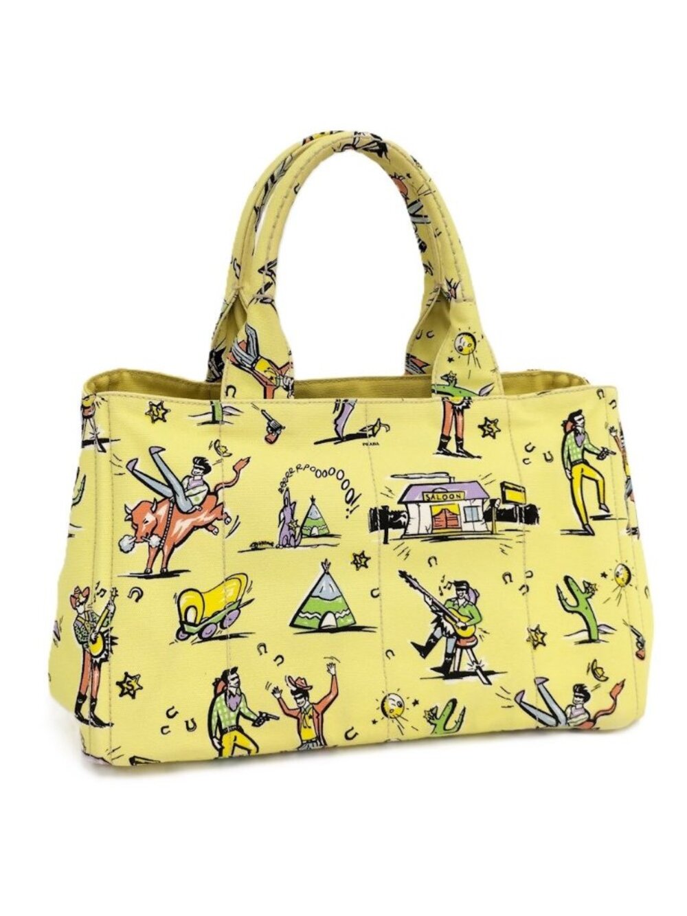Prada Canapa Western Pattern Tote Bag